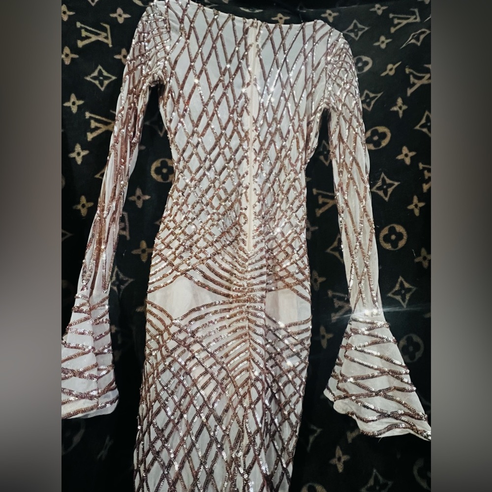Javoni Dress sequin,mesh and sparkles dress size M gold - Picture 10 of 12